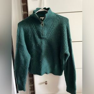 AE dark green zip-up sweater